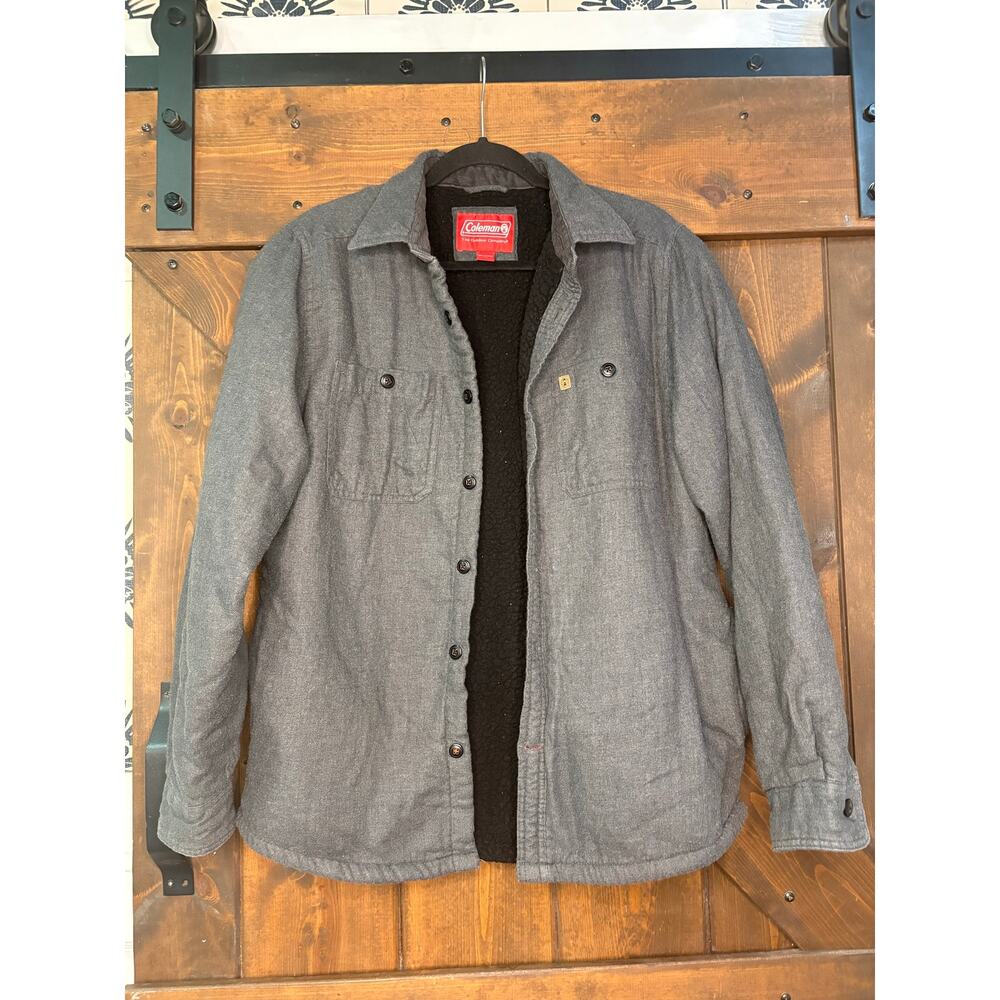 COLEMAN MEN'S medium WARM SHERPA LINED FLANNEL SHIRT JACKET